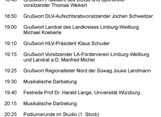 Zeitplan 50 Jahr Feier